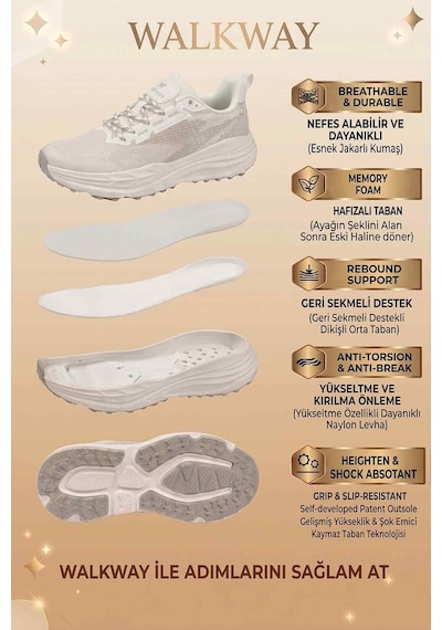 Walkway Flexion M Beyaz-gümüş Hafızalı Taban Erkek Spor Ayakkabı Beyaz - Gümüş
