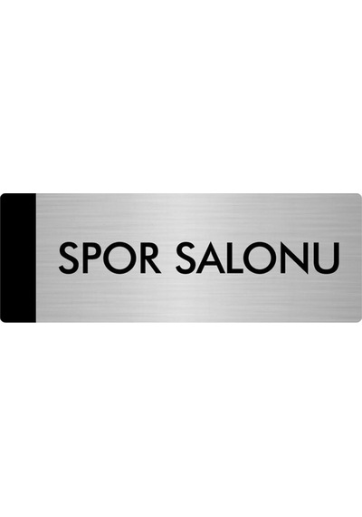 Metal Yönlendirme Levhası, Departman Kapı Isimliği Spor Salonu 7x20 Cm Gümüş Renk