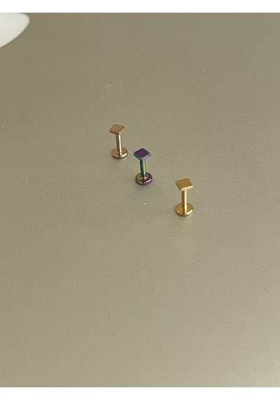Şık Cerrahi Çelik Dudak Tragus Helix Kıkırdak Conch Minimal Kare Piercing Renkli