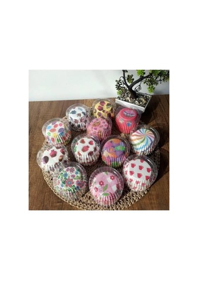 200'lü Muffin Browni Cupcake Kağıdı Kek Kalıbı Desenli 2 Paket Renkli