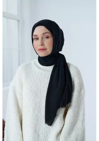 Modakaşmir Neo Pamuk Şal Siyah Renk Bej - Krem - Siyah