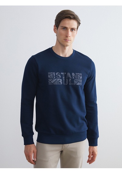 LC Waikiki Lc Waıkıkı Lacivert Bisiklet Yaka Uzun Kollu Sweatshirt