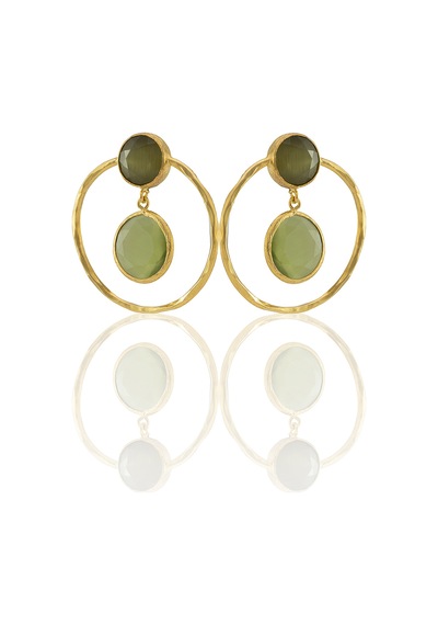 Kadir Jewellery 22 Ayar Altın Kaplama Kadın Halka Küpe -el İşçiliği Ve Hipoalerjenik Küpe Altın - Zeytin Yeşili
