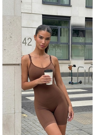 Kadın Kahverengi Casual Esnek Body