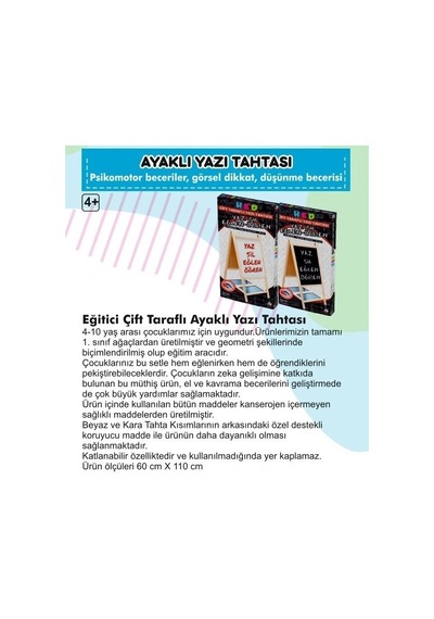 Yazı Tahtası Çift Taraflı Ayaklı Mıknatıslı Yazı Tahtası Seti 110 X 60 Crchmgo Diğer