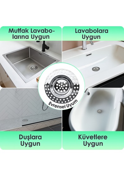 2'li 304 Kalite Paslanmaz Çelik Lavabo Süzgeci Tıkanıklık Önley