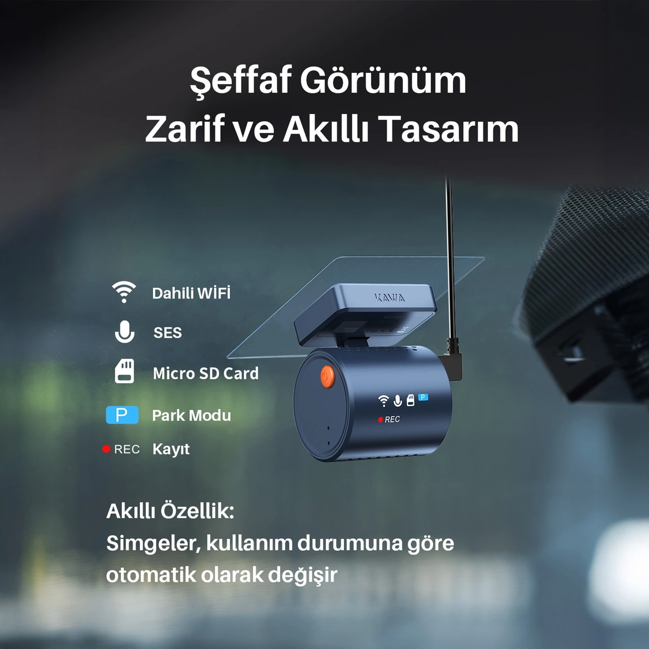 Kawa Mini 3 Pro Gen2 2k 1296p Wdr 145 Geniş Açı Lens Wifi Araç Kamerası + 32gb Hafıza Kartı
