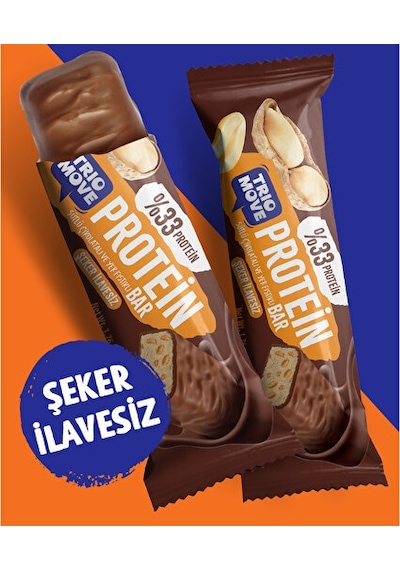 Trio Move Yer Fıstıklı Ve Sütlü Çikolatalı, %33 Protein, Protein Bar 9 x 50 G