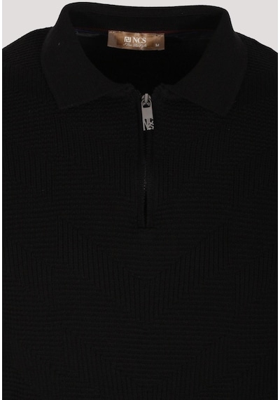 Erkek Polo Yaka Triko Siyah Slim Fit Yarım Fermuarlı Balık Sırt Desenli Pamuklu Kazak Ncs Jeans 3006-siyah Siyah Erkek Polo Yaka Triko Siyah Slim Fit Yarım Fermuarlı Balık Sırt Desenli Pamuklu Kazak Ncs Jeans 3006-siyah Siyah