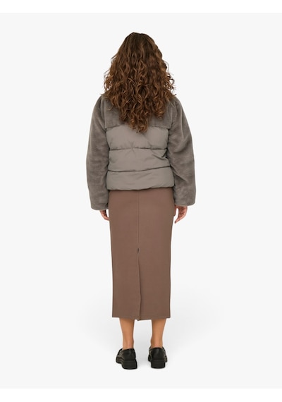 Only Onlwanja Fur Puffer Mıx Jacket Noos Otw Kadın Gri Mont - 15292945