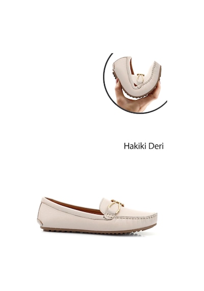 Gönderi(R) Gönderi R Bej Tokalı Rok Hakiki Deri Comfort Loafer Bej
