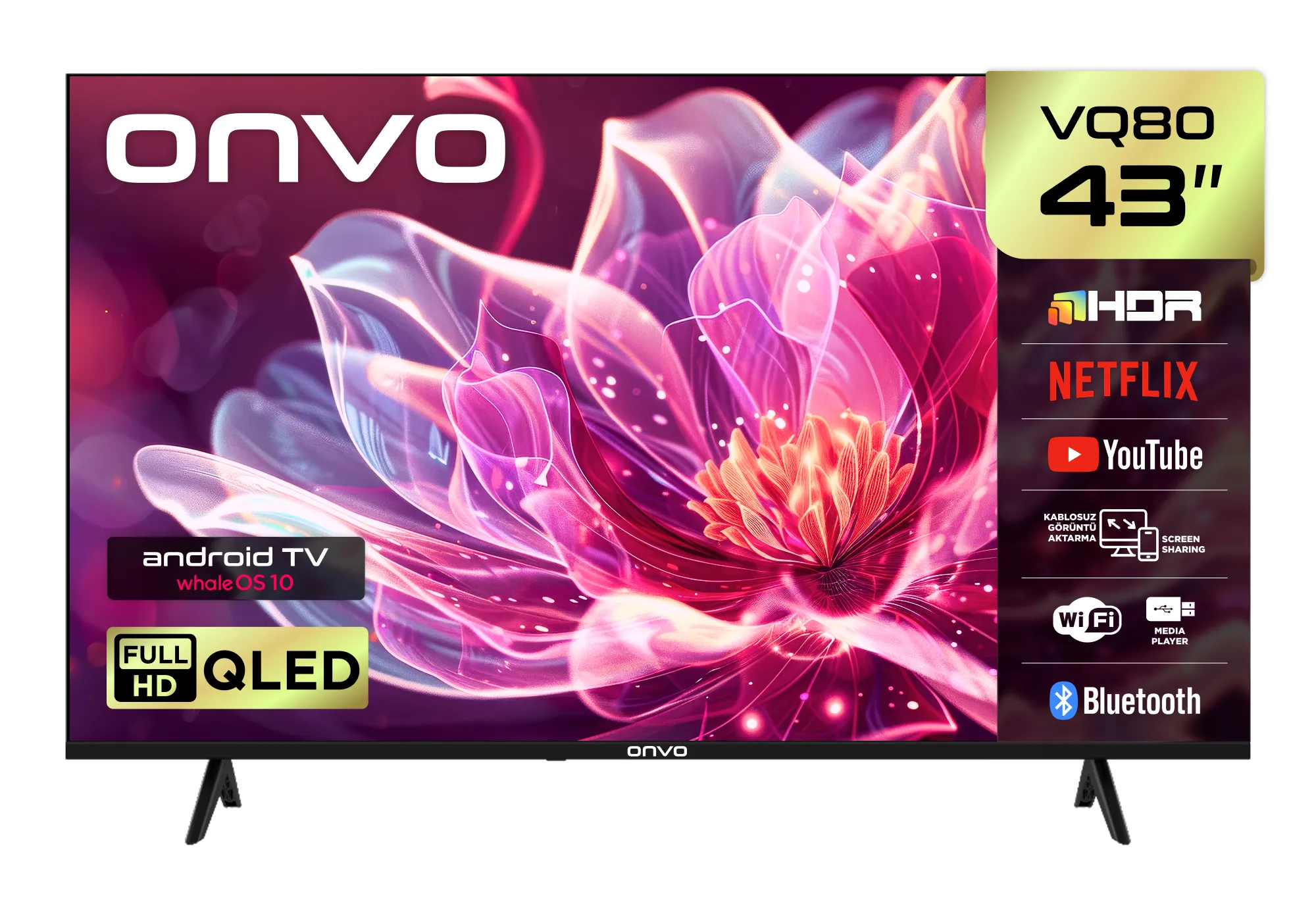 Onvo 43VQ80F3FA 43" 109 Ekran Uydu Alıcılı Full HD Whaleos QLED TV