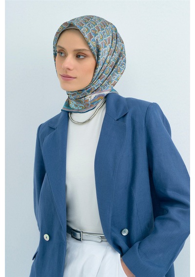 Armine Sura İpek Eşarp Mavi