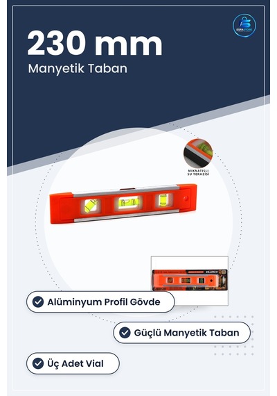 Manyetik Su Terazisi 9 İnç 230 Mm Mini Alüminyum Gövdeli Hassas Ö