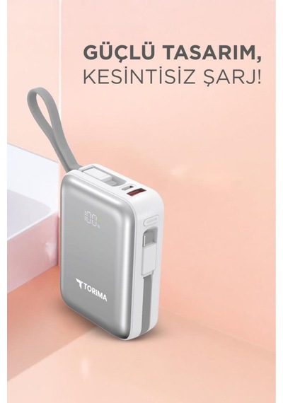 Powerbank 10000 Mah Type-c Lightning Hızlı Şarj Dijital Göstergeli 45w Trm-1018 Beyaz