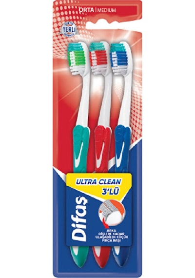 4 Adet Difaş Diş Fırçası Ultra Clean 3'lü