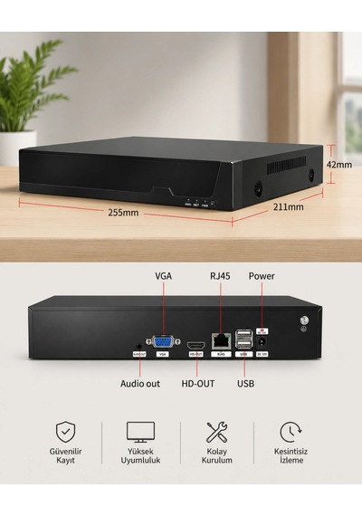 O-kam Zr-4010 Nvr Wifi Kayıt Cihazı 10 Kanal Ip Kamera Uyumluluğu