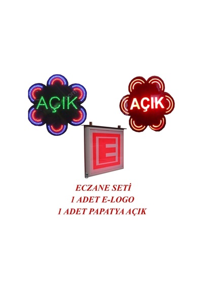 Eczane Led E-logo Ve Animasyonlu Papatya Açık Yazısı