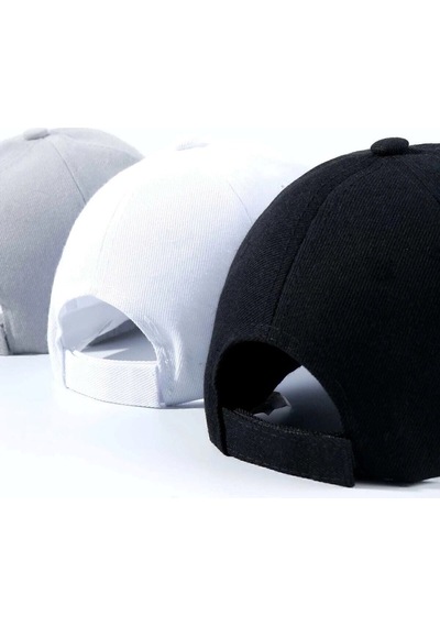 Gyes Spor Şapka Unisex 3 Adet Arkası Cırtlı Ayarlanabilir Siyah-gri-beyaz Siyah