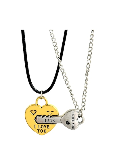 Takı Dükkanı Mıknatıslı Kalp Ve Anahtar I Love You 1314 Çift Kolyesi Bbk52 Çok Renkli
