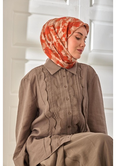 Silk Home Velora Eşarp 161001-07 Kiremit, Turuncu, Krem, Vizon