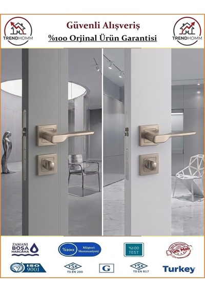 Çelebi Sedir Rozetli İç Kapı Kolu - Parlak Nikel - Wc Banyo