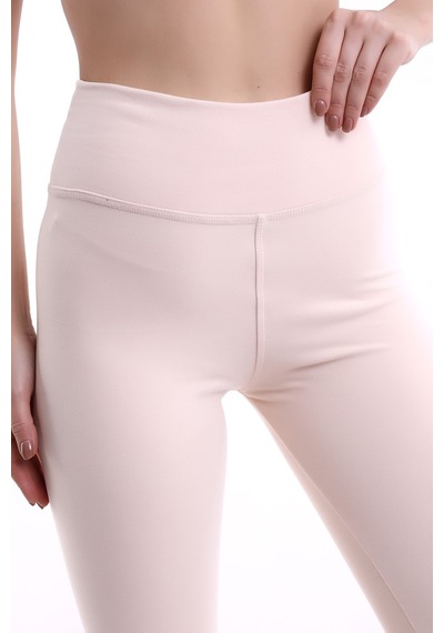 Winmoda34 Kadın Yüksek Bel Korseli Geniş Kemer Yumoş Tayt Ekru