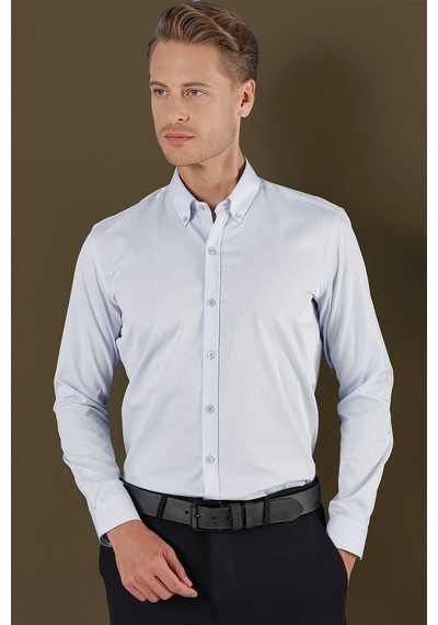 Efor Gk 706 Slim Fit Mavi Klasik Gömlek Mavi