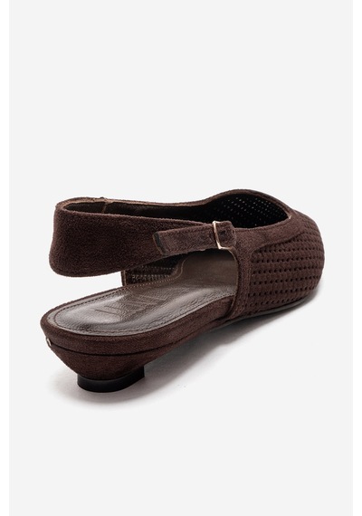 Luvishoes Avıva Kahverengi Süet Sivri Burunlu Kadın Alçak Topuklu Ayakkabı
