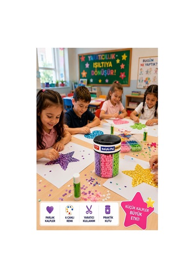 Kalpli Pul Standlı 6 Renk 60gr 1 Paket Bubu Parlak Pul Okul Sınıf Etkinlik Resim Dekarasyon Hobi Süsleme Sanat