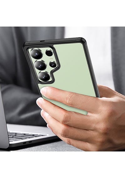 Samsung Galaxy Uyumlu S25 Ultra Kılıf Kenar Korumalı Arkası Şeffaf Kapak