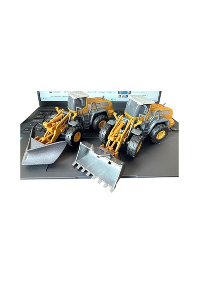 Kırılmaz Oyuncaklar İş Makineleri Çocuk Mühendisliği Kar Küreme Ve Kepçe Metal Uçlu 2li Yollanır