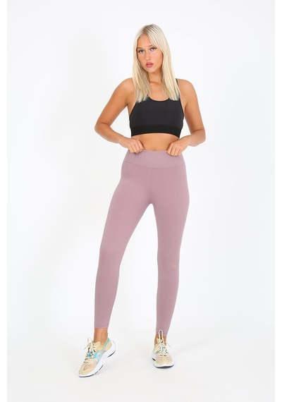 Aurafit Art-4102 Yüksek Bel Fitilli Toparlayıcı İnterlok Beli Kalın Lastikli Kadın Örme Tayt 001