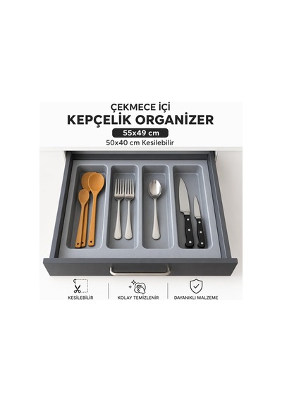Deltaaks Çekmece Içi Kepçelik Düzenleyici 55x49 Cm 36.5x40 Cm Kadar Kesilebilir Diğer