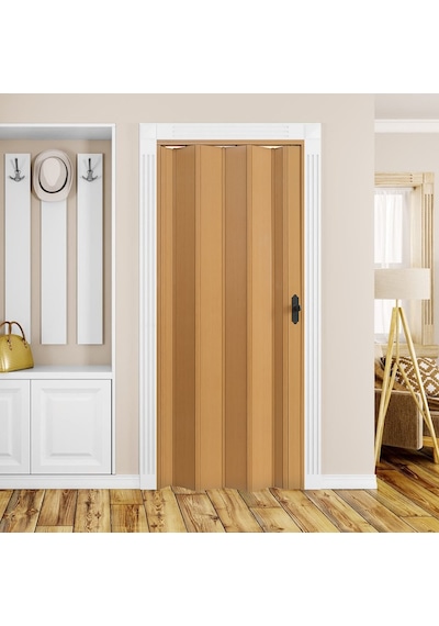 Faran Dekorasyon 145 x 215 Meşe Renk Camsız Pvc Akordiyon Katlanır Kapı - FRNAKMODEL-29