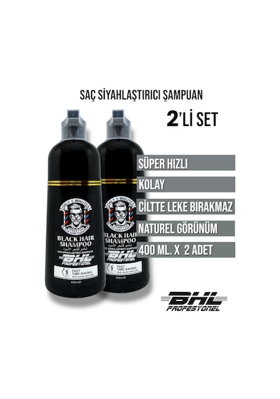 Siyahlaştırıcı Şampuan İkili Set / Saç Sakal 400ml. X 2 Adet 800 Ml.