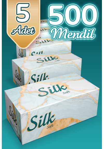 "500" Silk Soft Çift Katlı Pratik Mendil Çek Kullan Kutu Mendil 5adet X 100mendil