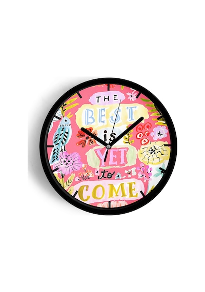 Modern Yazılı Tasarım - The Best Is Yet To Come Duvar Saati - 30cm - Önü Camlı Siyah Kasa-jh0112 Siyah