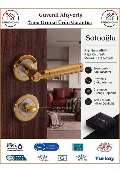 Sofuoğlu Şebboy Rozetli Kapı Kolu - Albifirin Saten - Wc Banyo