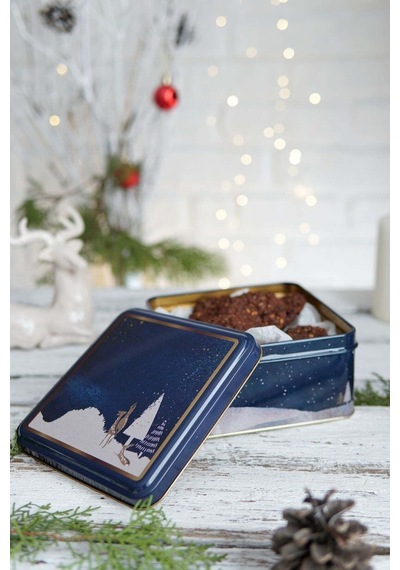 Winter Deer Desenli 2'li Metal Saklama Kabı Seti, 1,9 Lt + 1,1 Lt