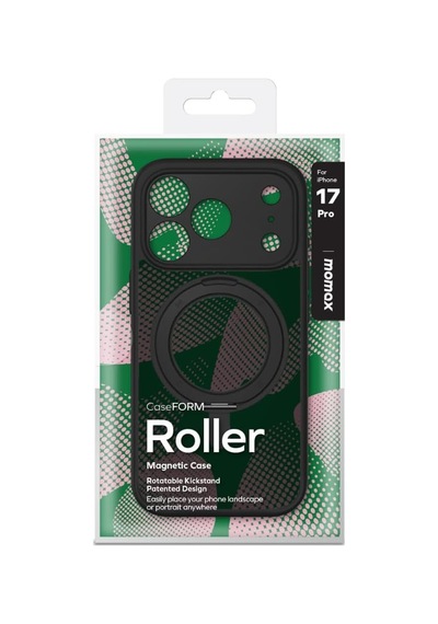 Apple iPhone  Uyumlu  17 Pro Roller Serisi 360 Dönebilen Halka Standlı Magsafe Kılıf Black