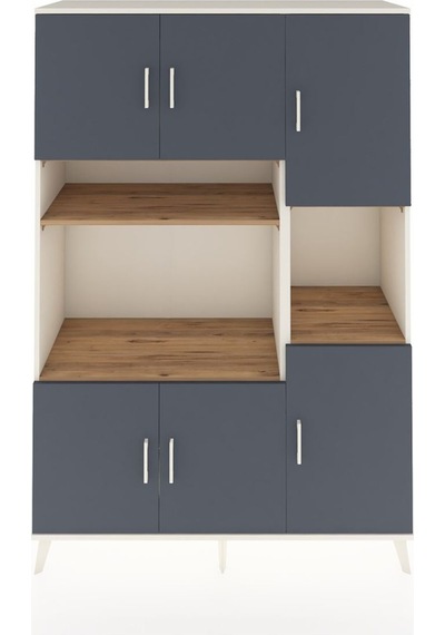 Hyperion Dolap 9 Raflı 6 Kapaklı 132x44x195 Aytaşı-antrasit/çam Aytaşı