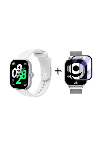Forzacase Xiaomi Redmi Watch 4 İle Uyumlu Silikon Kordon Kayış + Ekran Koruma Filmi - Fc395 Beyaz