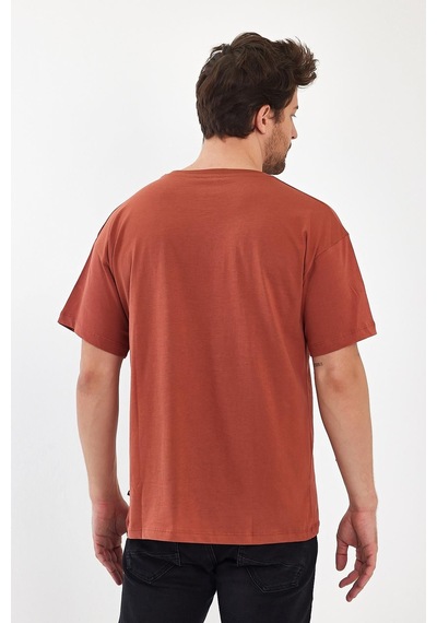 Erkek Compact Penye Oversıze T-shırt Copper Brown