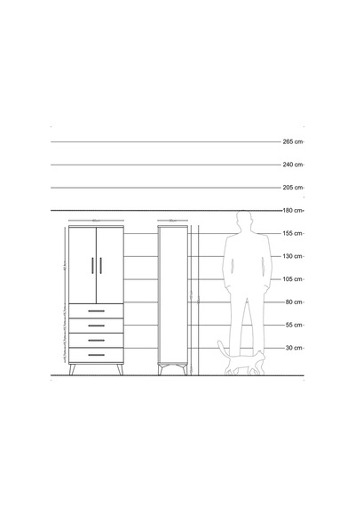 Arges Dolap 3 Raflı 4 Çekmeceli 2 Kapaklı 60x30x163 Çam-çam Çam