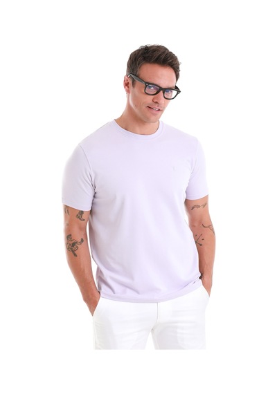 Hatemoğlu Lila Regular Fit Düz Bisiklet Yaka Pamuklu Triko Tişört 35102023c003 013 Lila