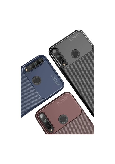 Huawei P40 Lite Uyumlu E Kılıf Auto Focus Karbon Kapak - Kahverengi