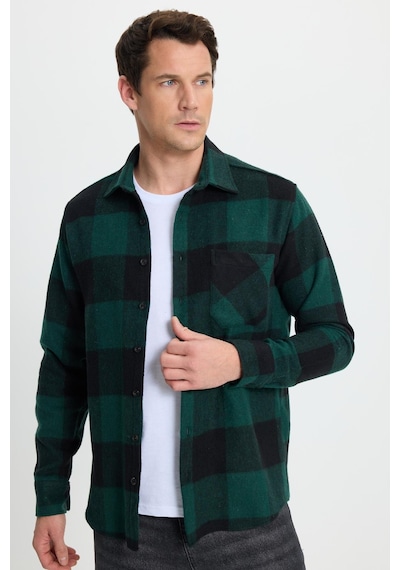 Tudors Erkek Regular Fit Klasik Fit Kareli Cepli Oduncu Gömlek-41749 Çok Renkli