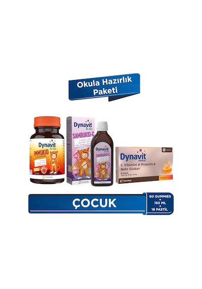 Kids Okula Hazırlık Paketi-Immukid Gummies+Sambukid-C+Herbal Pastil C Vitamini&PropolisΒ Glukan