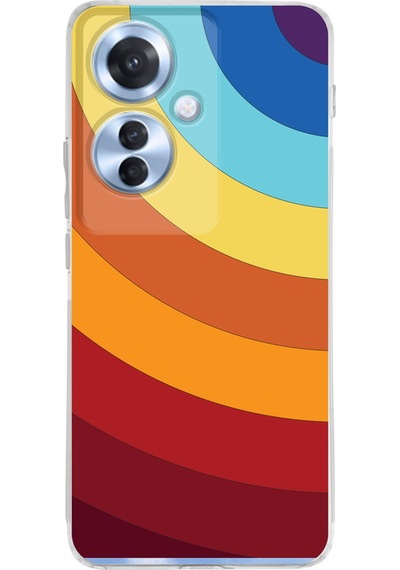 Oppo Reno 11f İle Uyumlu Renk Cümbüşü 1 Baskılı Kamera Korumalı Şeffaf Kılıf